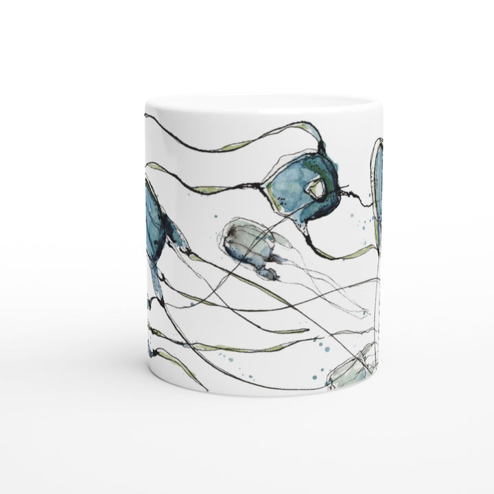 box jelly watercolor painting on mug 11 oz by ontogenie