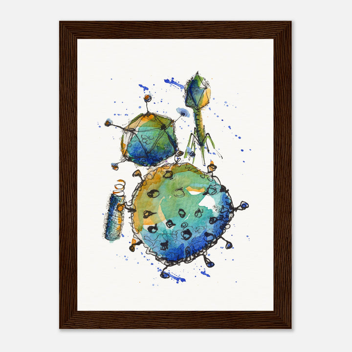 abstract print of watercolor virus painting by ontogenie, framed