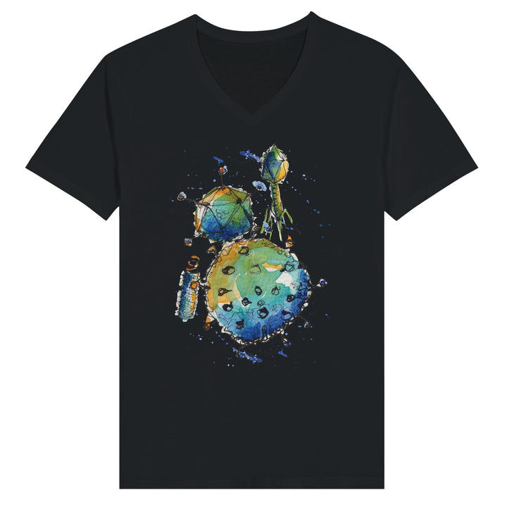 black v-neck virus t-shirt by ontogenie