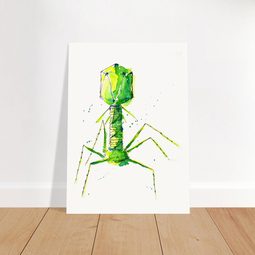 bacteriophage watercolor art print by ontogenie