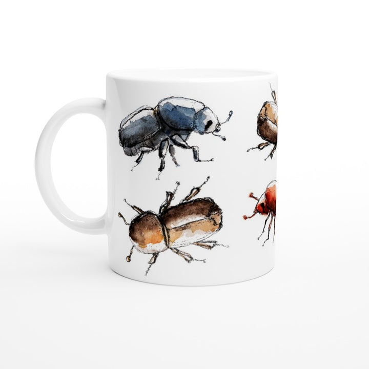 watercolor bark beetle painting printed on a mug by ontogenie