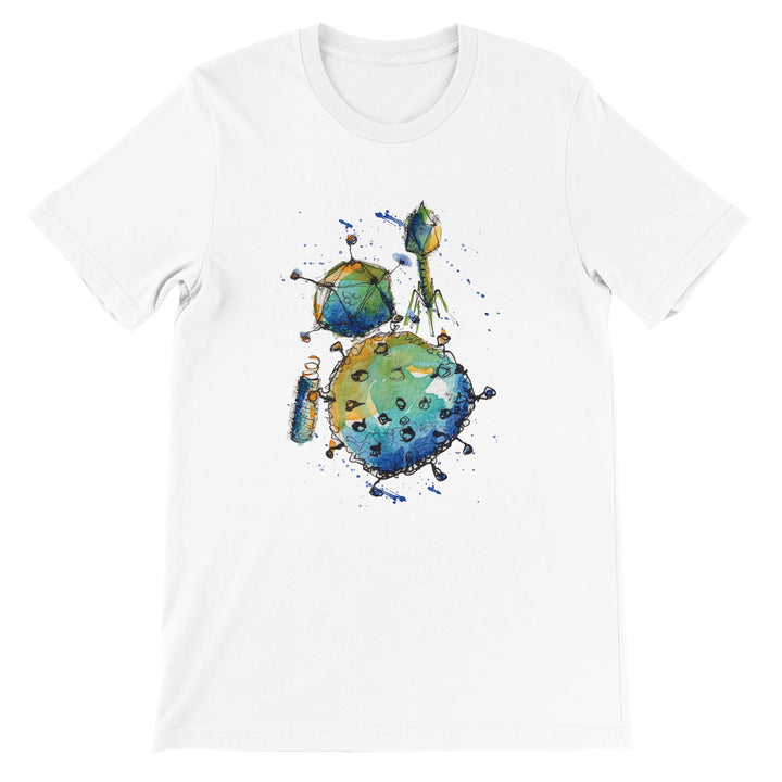 white crew-neck virus t-shirt by ontogenie