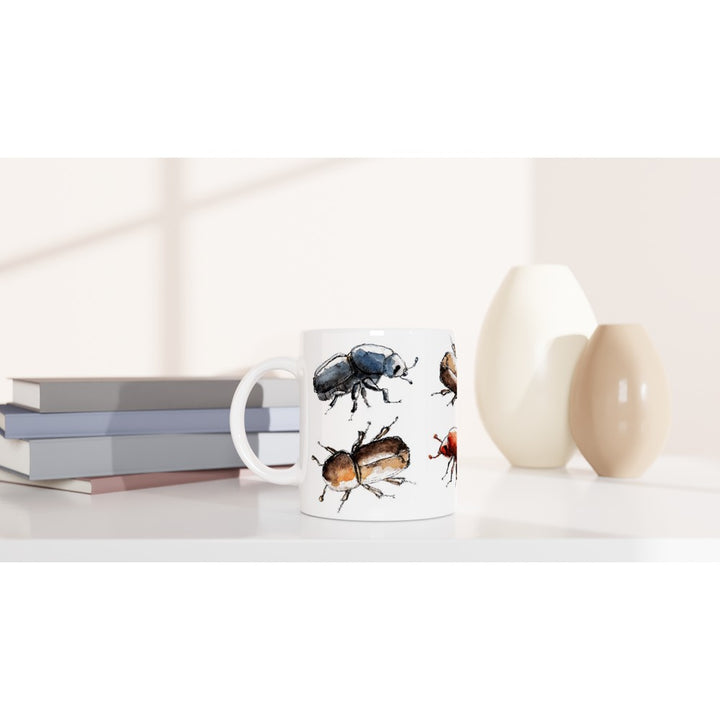 watercolor bark beetle painting printed on a mug by ontogenie
