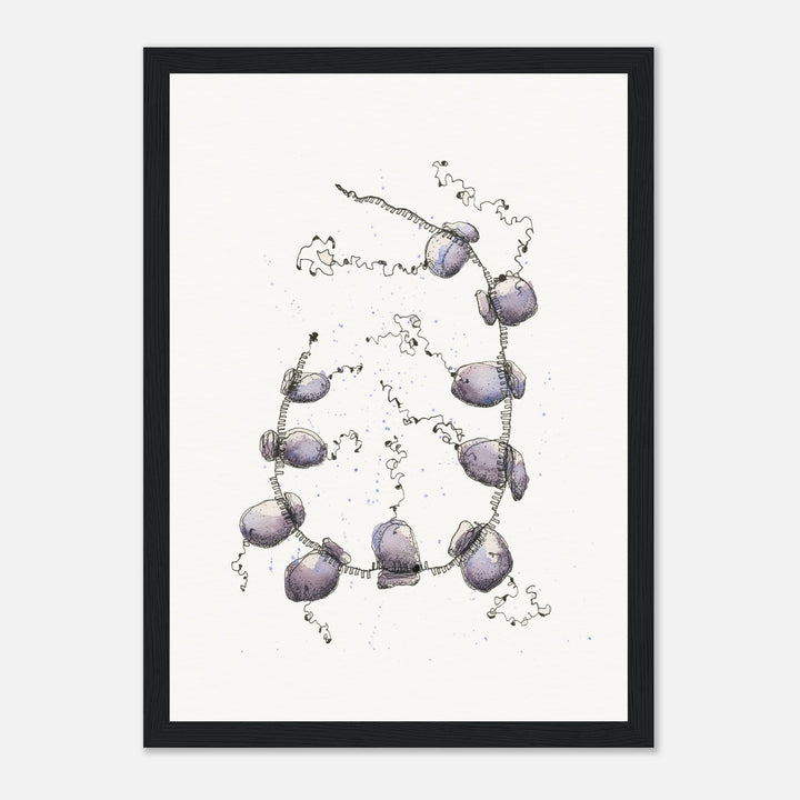 polyribosome abstract watercolor framed print by ontogenie, molecular biology art