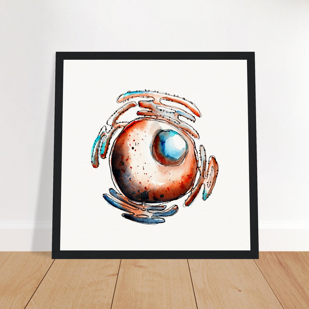 framed print of cell nucleus watercolor painting by ontogenie