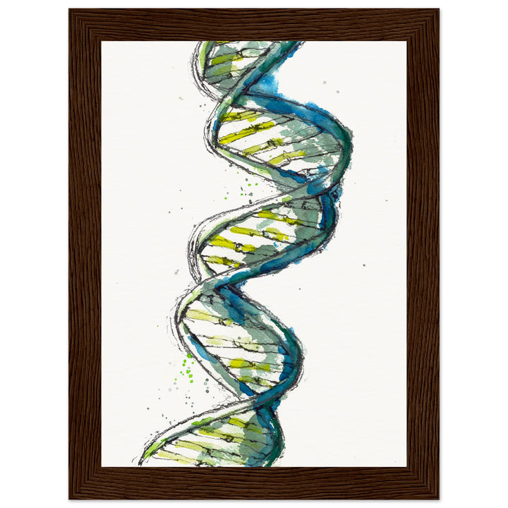 framed print of green DNA watercolor painting by ontogenie