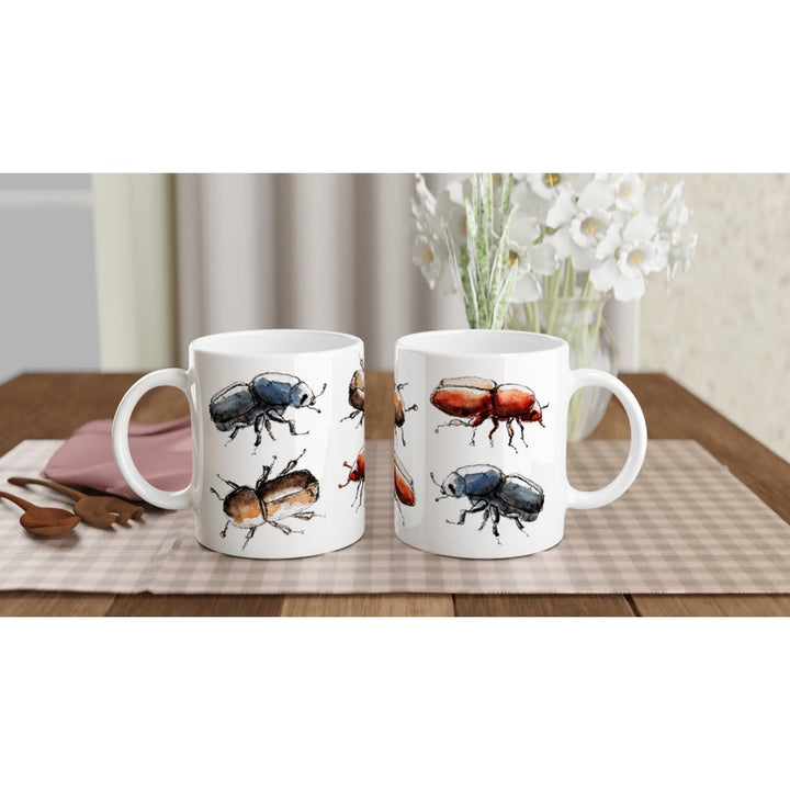 watercolor bark beetle painting printed on a mug by ontogenie