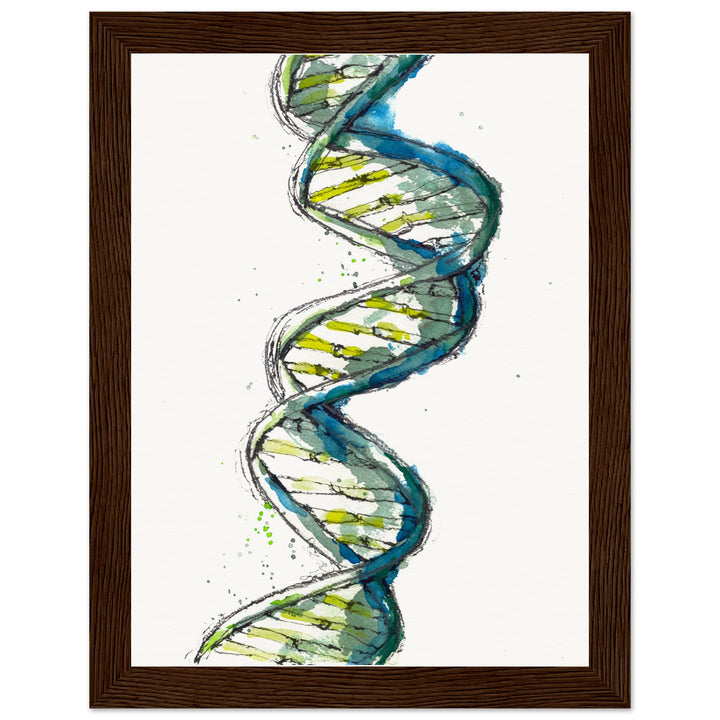framed print of green DNA watercolor painting by ontogenie