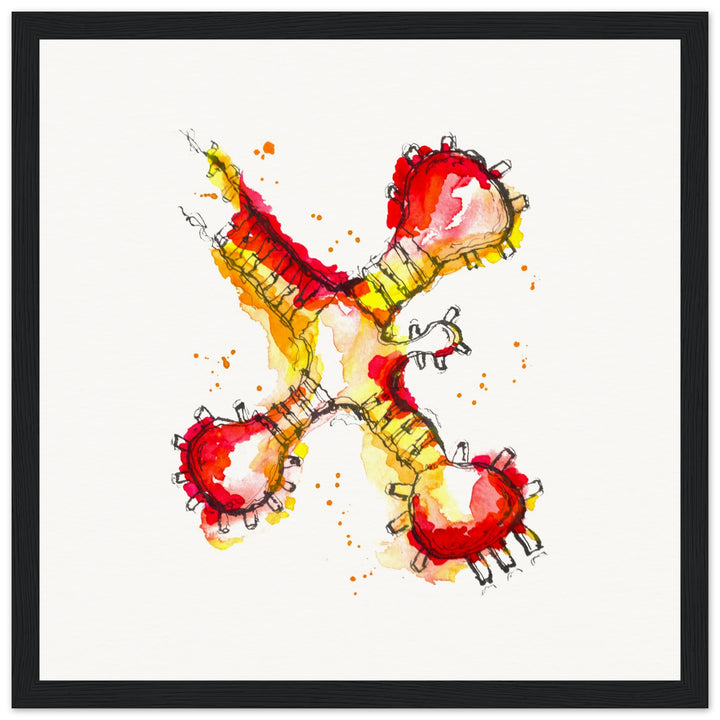 framed print of trna molecule watercolor painting by ontogenie