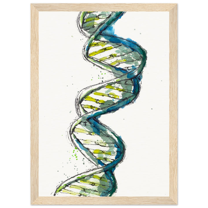 framed print of green DNA watercolor painting by ontogenie