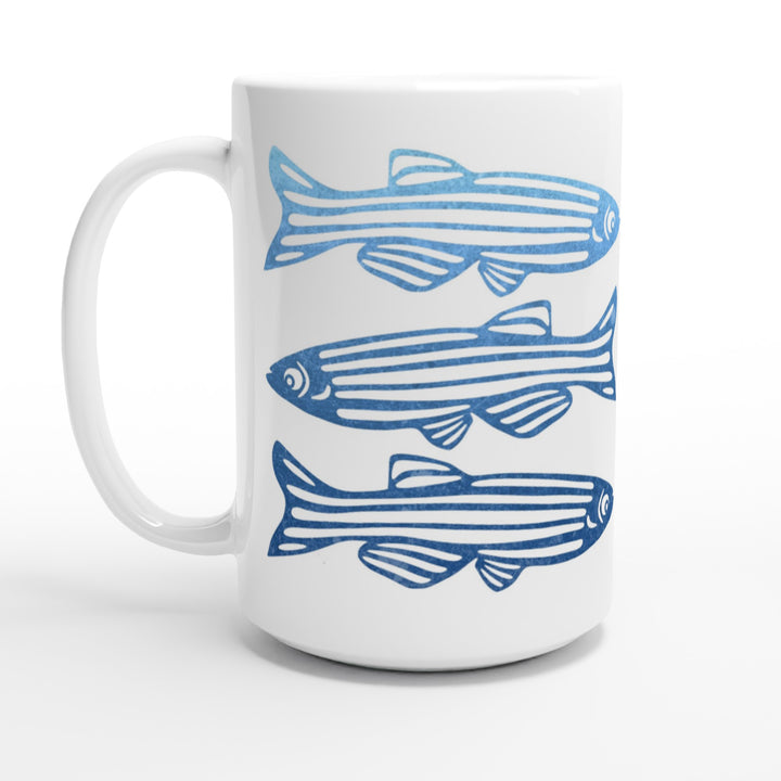 blue zebrafish design on ceramic mug by ontogenie