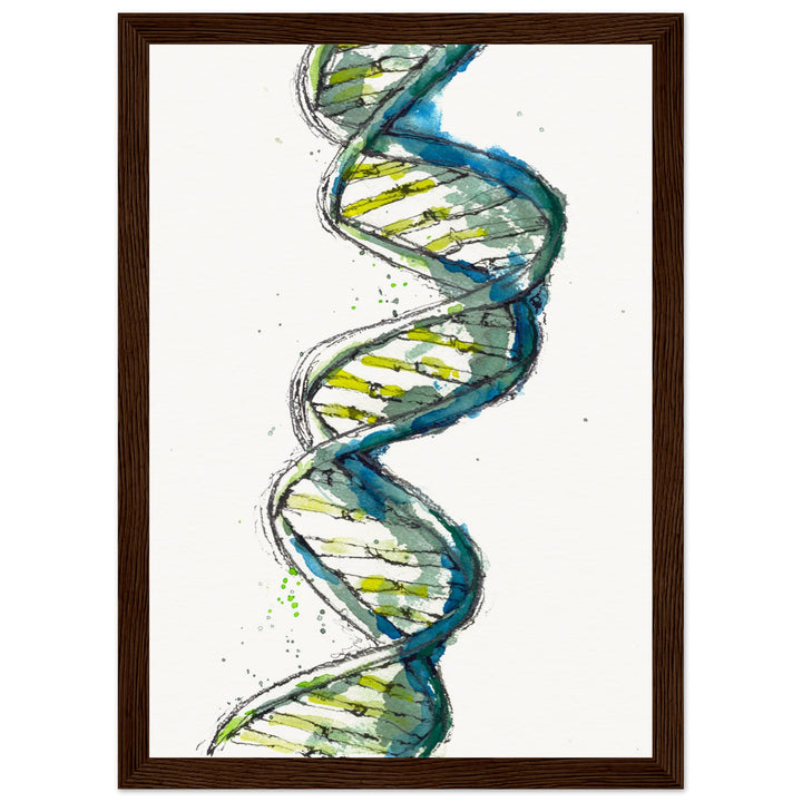framed print of green DNA watercolor painting by ontogenie