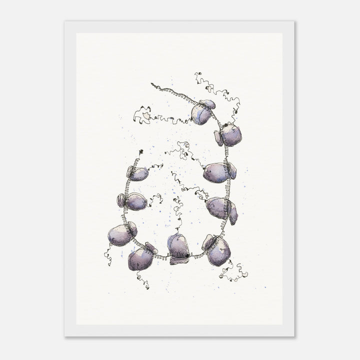 polyribosome abstract watercolor framed print by ontogenie, molecular biology art