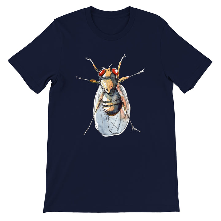 drosophila fruit fly t-shirt in navy blue by ontogenie