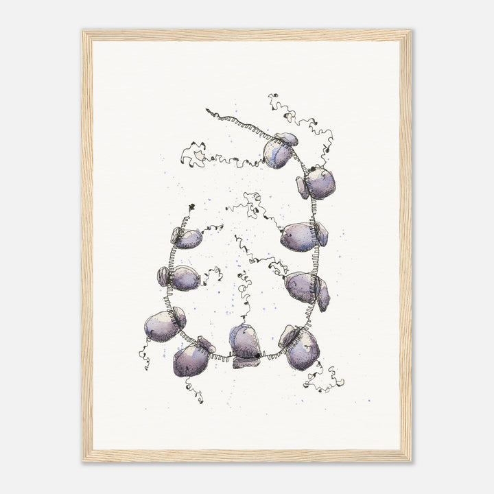 polyribosome abstract watercolor framed print by ontogenie, molecular biology art