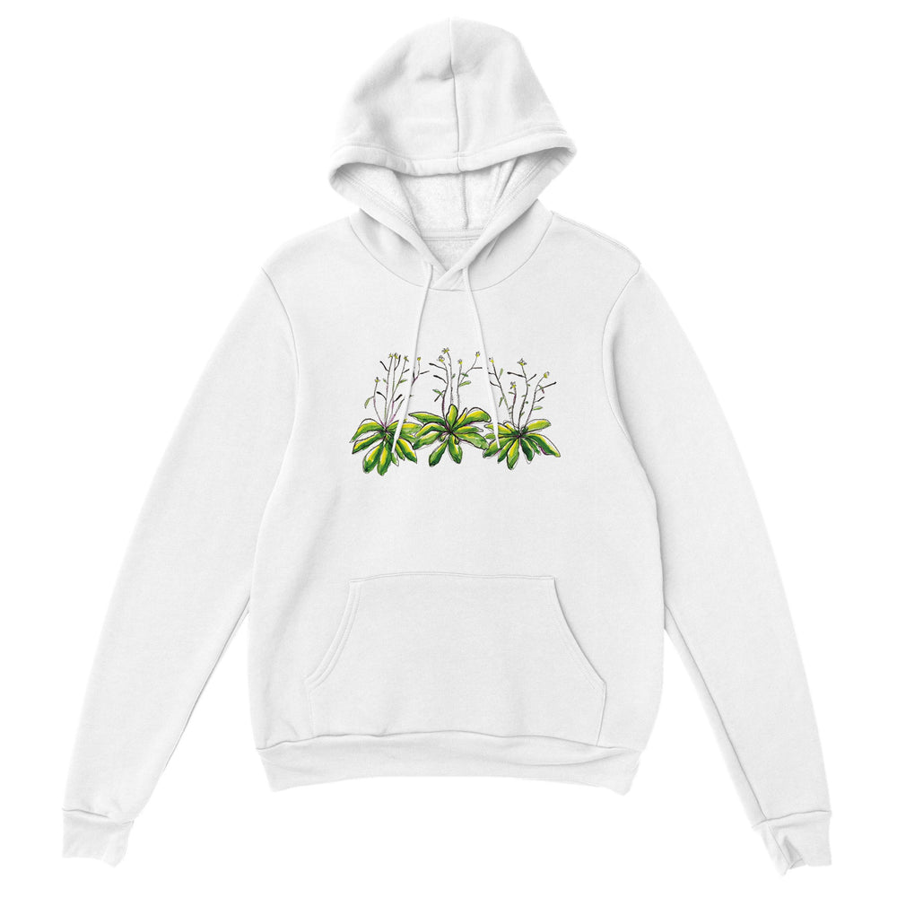 arabidopsis thaliana watercolor design on white hoodie by ontogenie