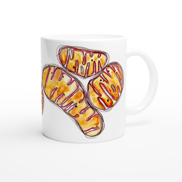 abstract mitochondria painting printed on mug by ontogenie
