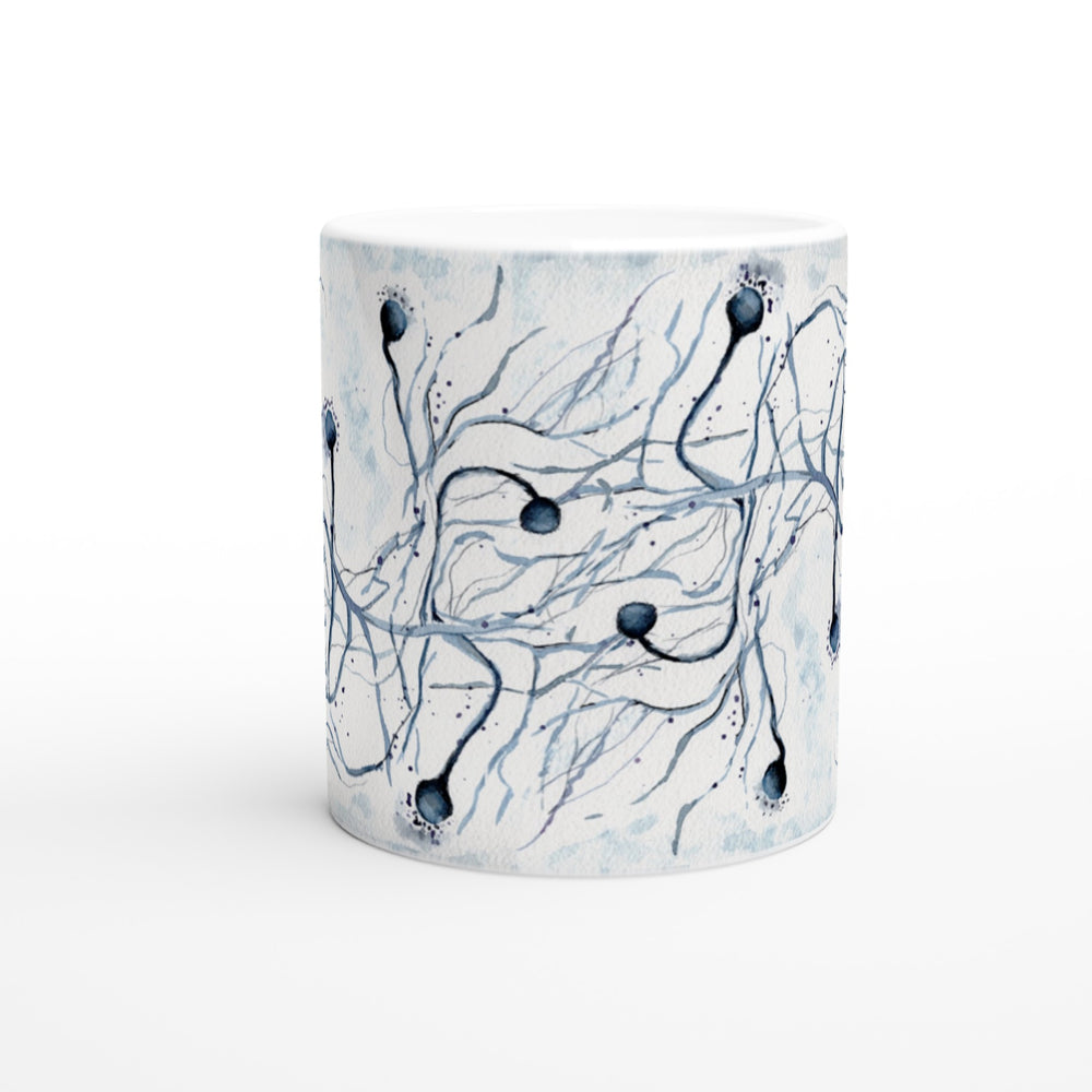 filamentous fungus watercolor painting on ceramic mug by ontogenie