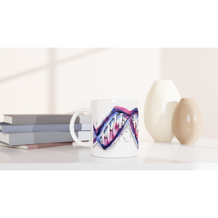 purple abstract dna mug design by ontogenie