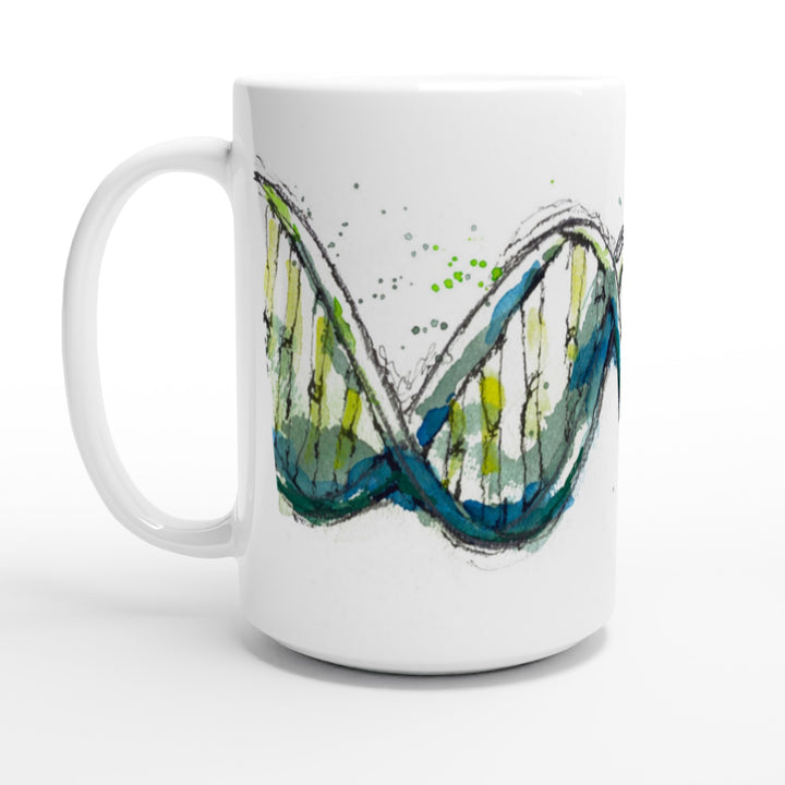 green dna science art biology mug by ontogenie