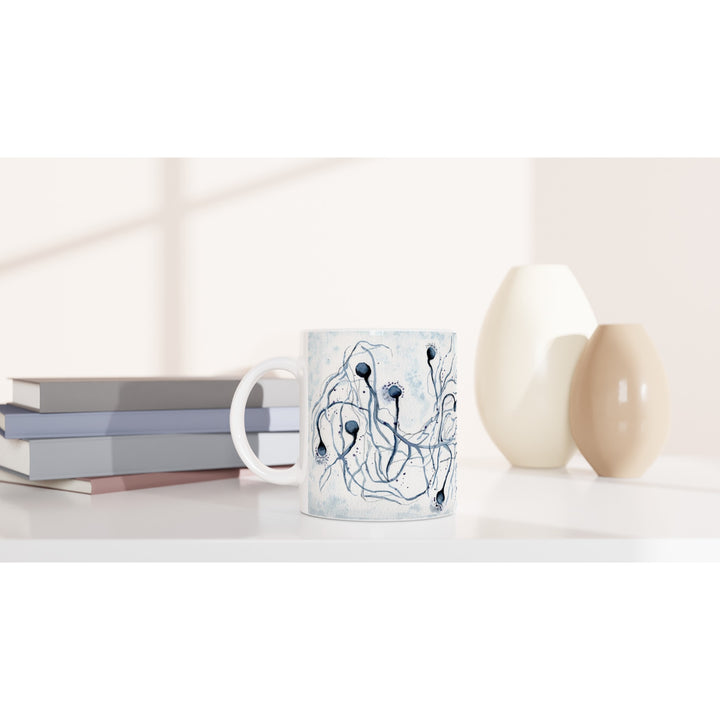 filamentous fungus watercolor painting on ceramic mug by ontogenie
