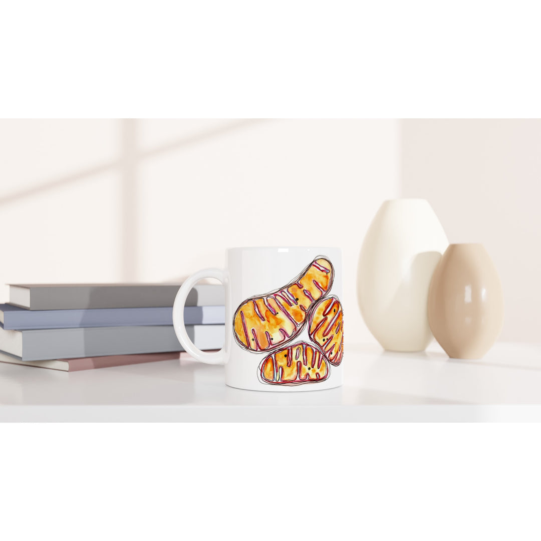 abstract mitochondria painting printed on mug by ontogenie