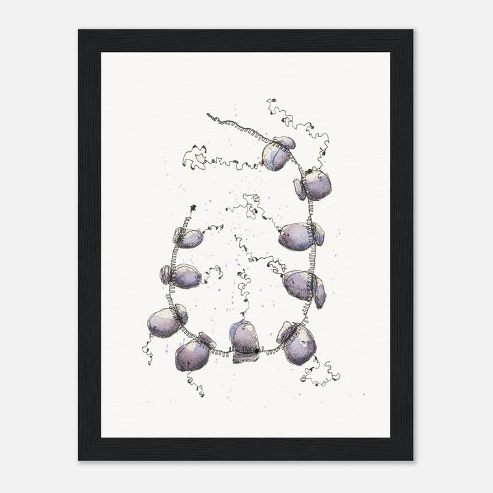 polyribosome abstract watercolor framed print by ontogenie, molecular biology art