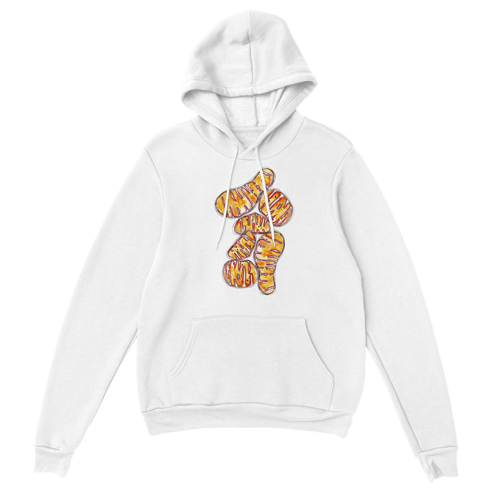 orange mitochondria watercolor design on white hoodie by ontogenie