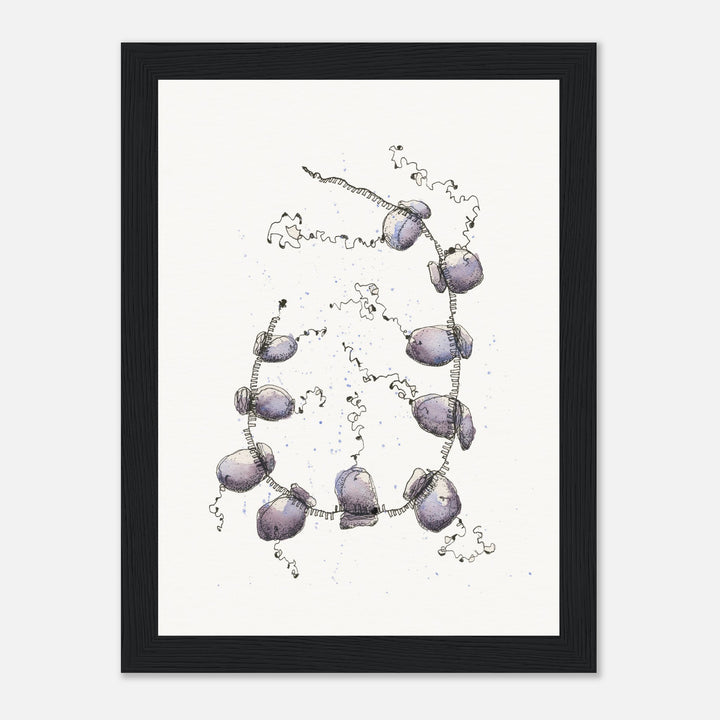 polyribosome abstract watercolor framed print by ontogenie, molecular biology art