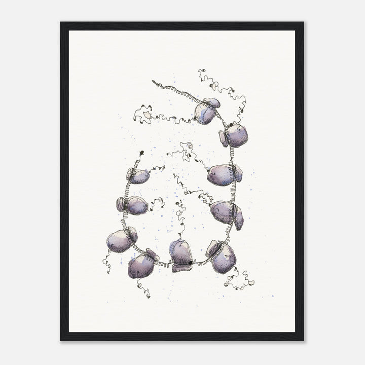 polyribosome abstract watercolor framed print by ontogenie, molecular biology art