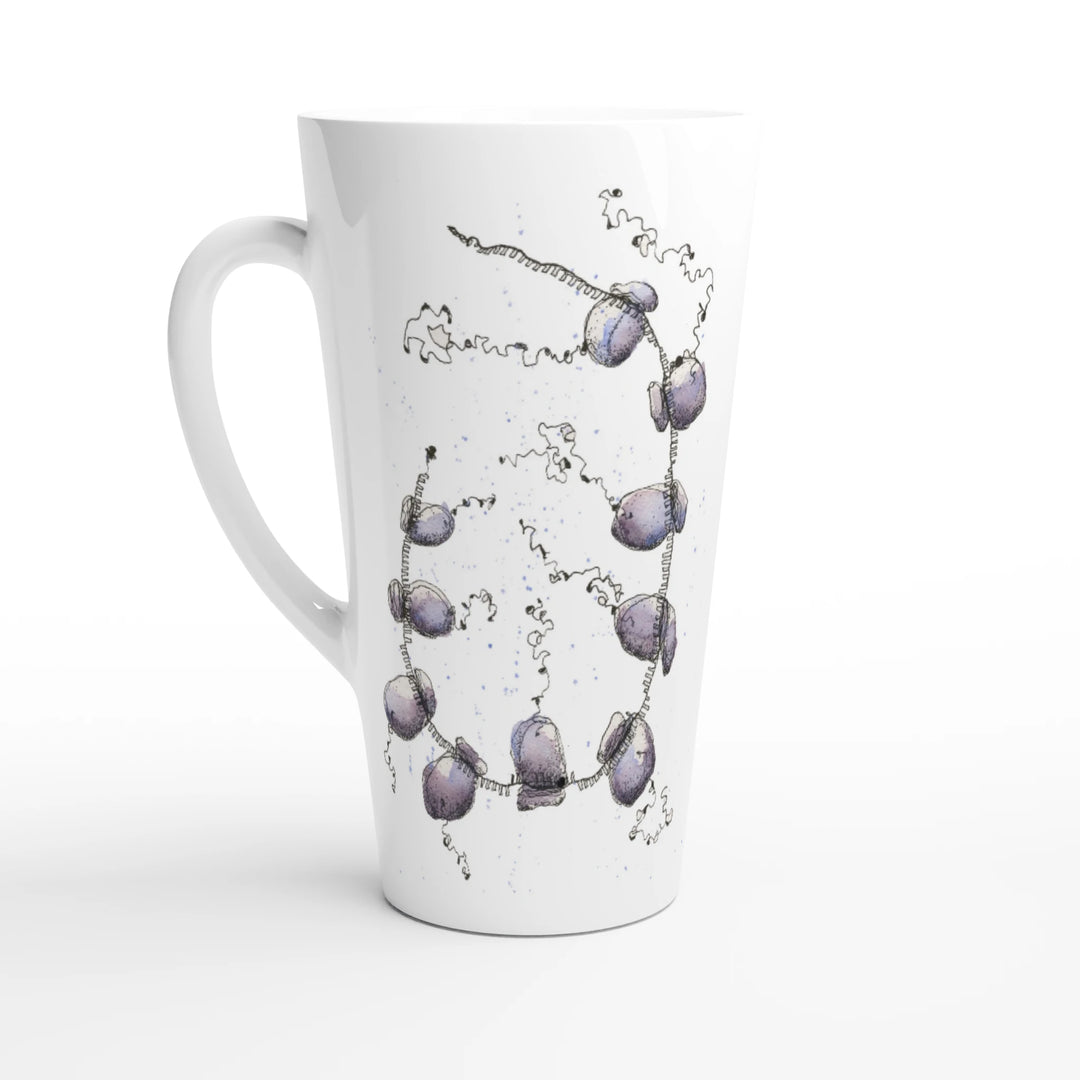 mug printed with an abstract watercolor painting of a polyribosome