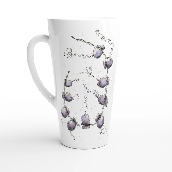 mug printed with an abstract watercolor painting of a polyribosome