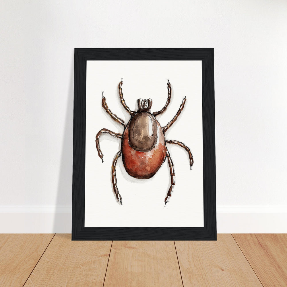 framed print of deer tick ixodes watercolor painting by ontogenie