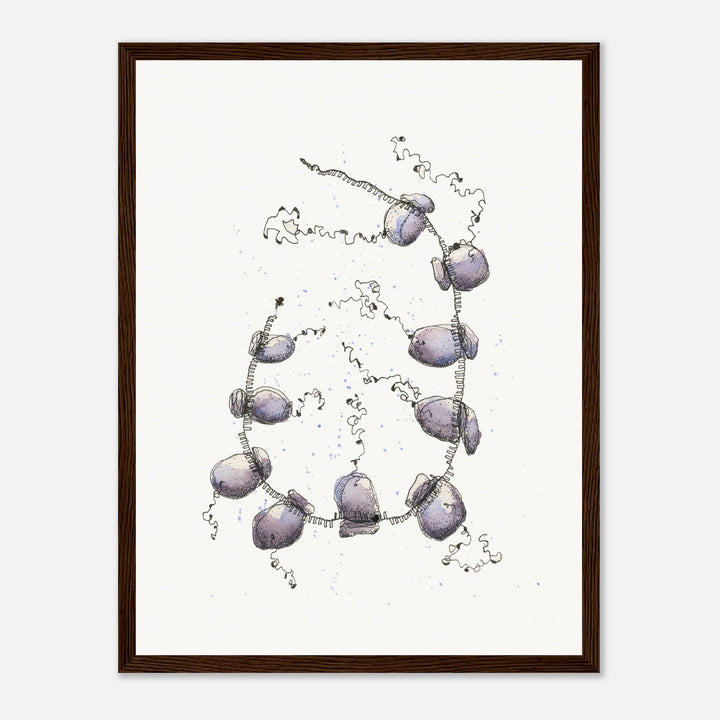 polyribosome abstract watercolor framed print by ontogenie, molecular biology art