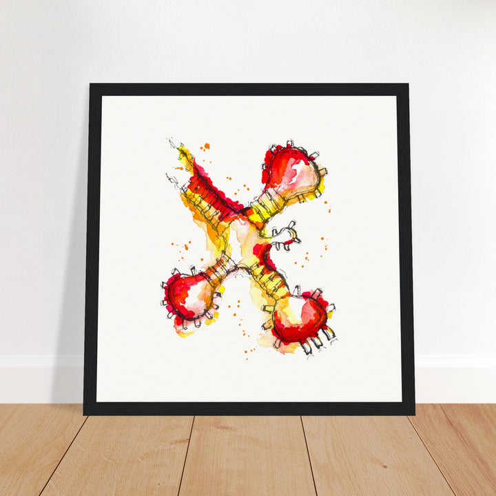 framed print of trna molecule watercolor painting by ontogenie