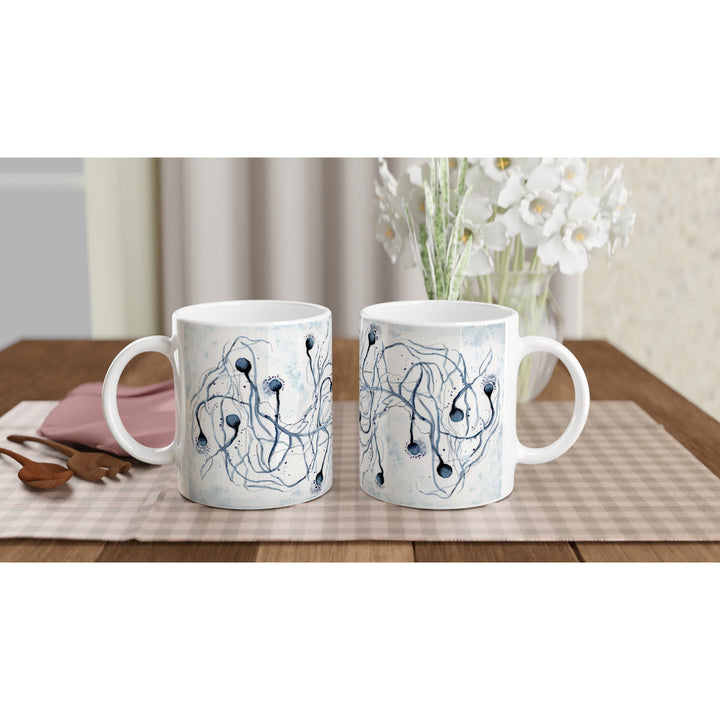filamentous fungus watercolor painting on ceramic mug by ontogenie