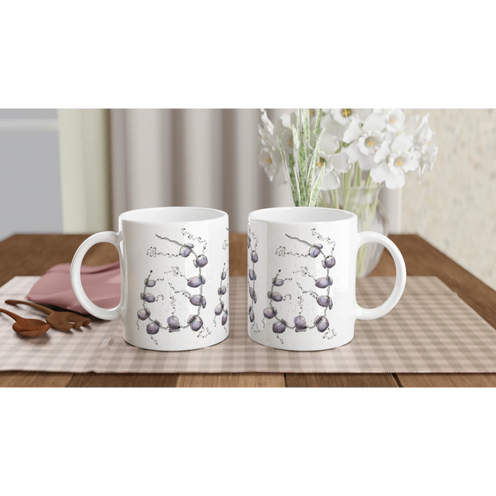 mug printed with an abstract watercolor painting of a polyribosome