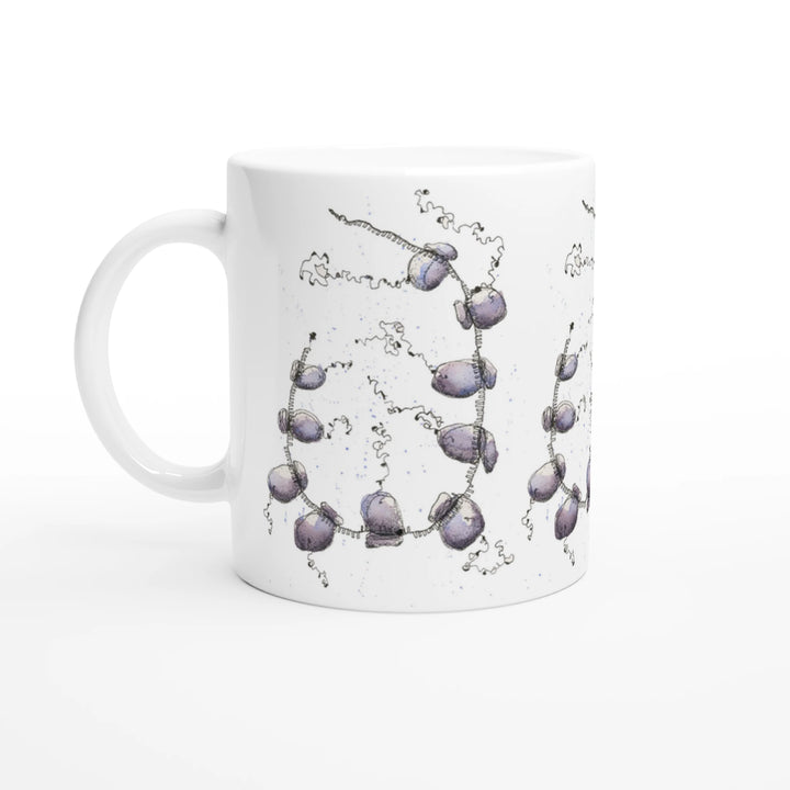 mug printed with an abstract watercolor painting of a polyribosome
