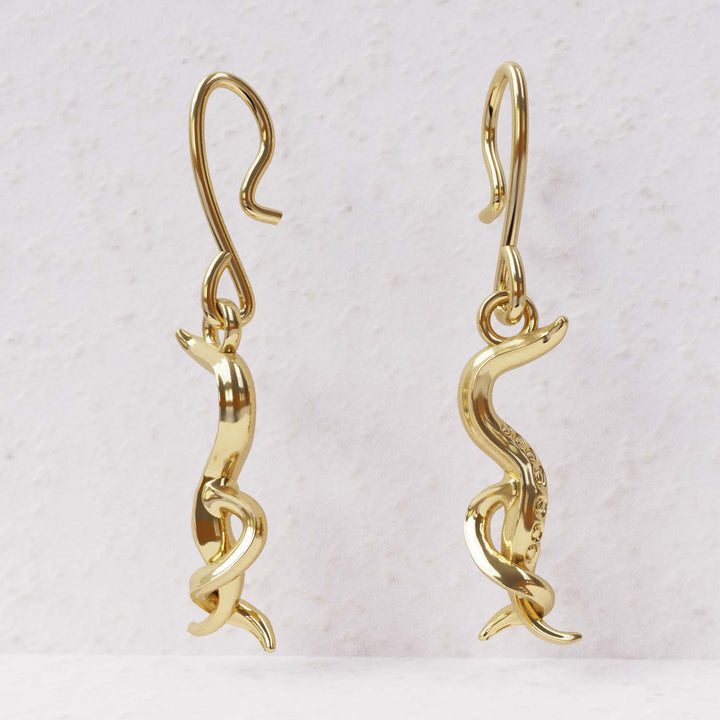 c elegans earrings render in 14K gold plated brass by ontogenie