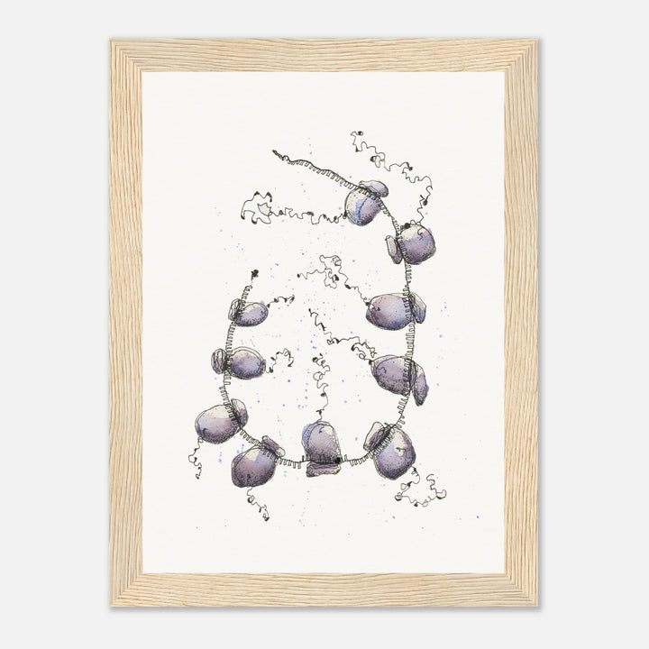 polyribosome abstract watercolor framed print by ontogenie, molecular biology art