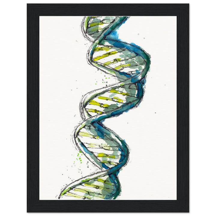framed print of green DNA watercolor painting by ontogenie