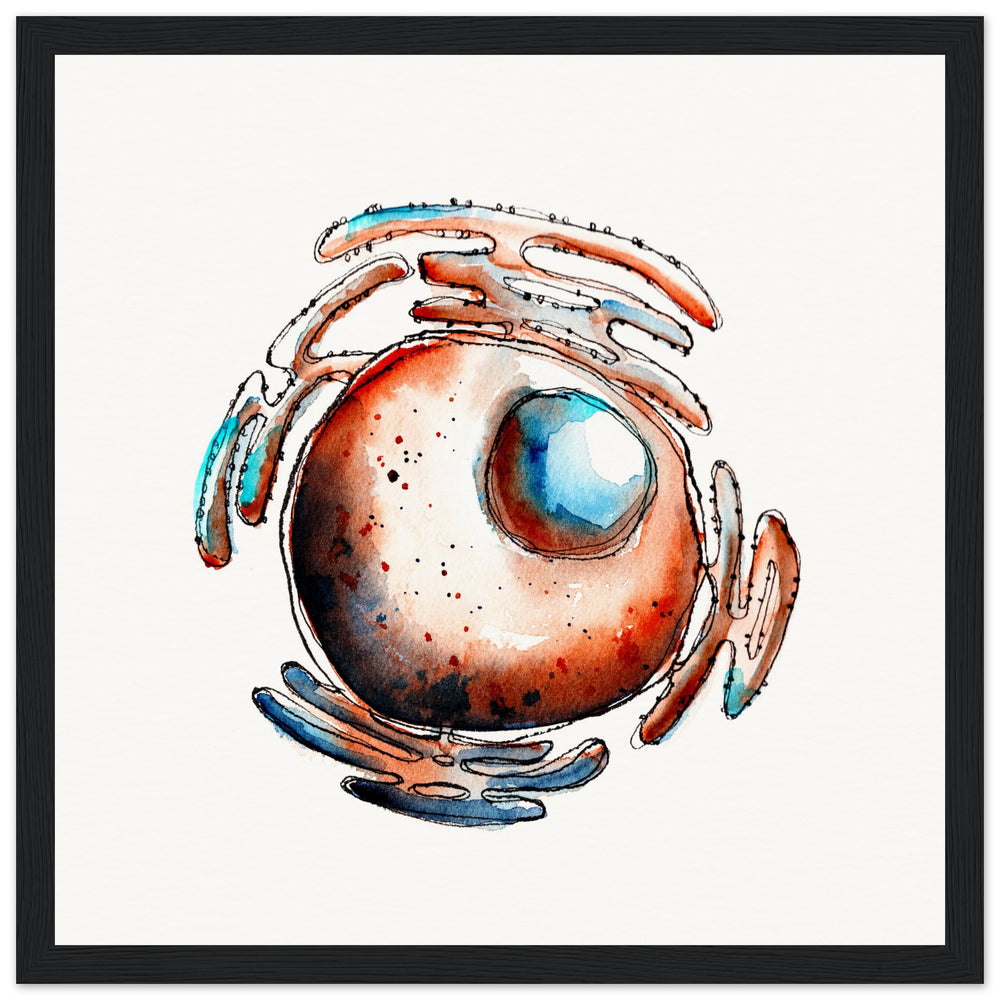 framed print of cell nucleus watercolor painting by ontogenie