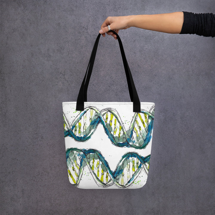 Green DNA tote bag by ontogenie