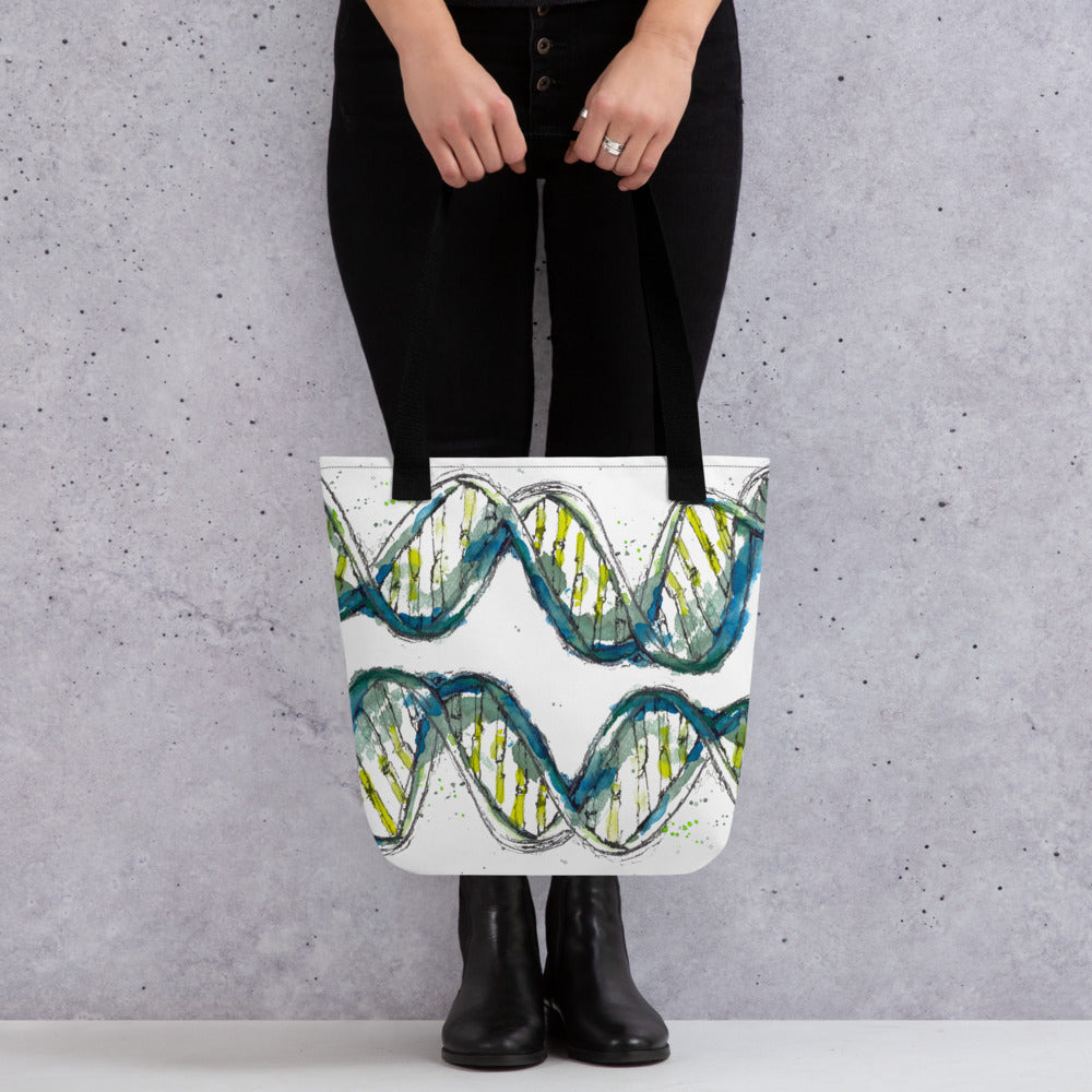 Green DNA tote bag by ontogenie