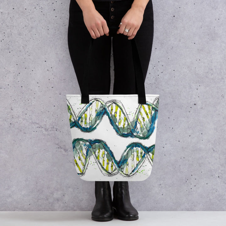 Green DNA tote bag by ontogenie