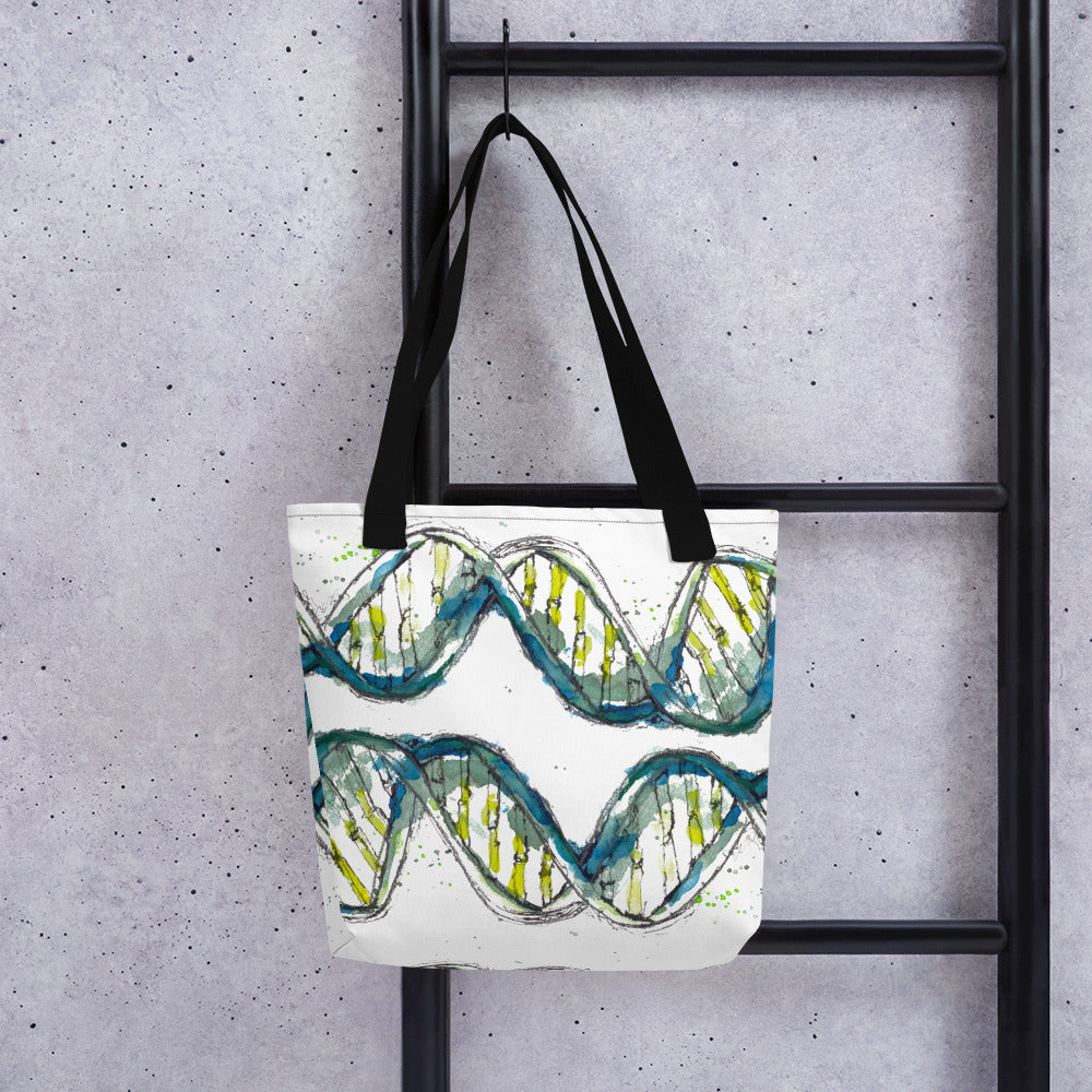 Green DNA tote bag by ontogenie