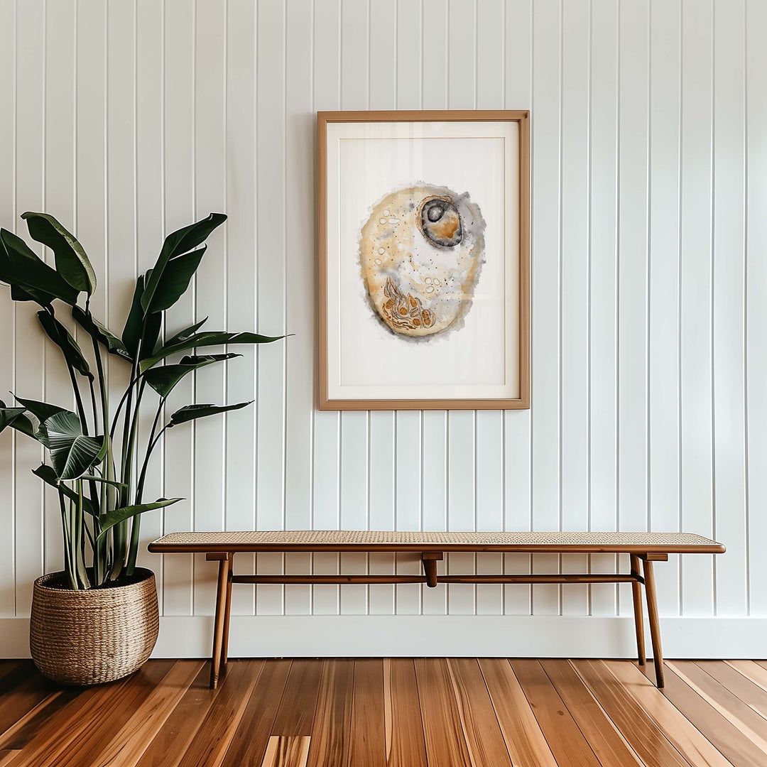 animal cell watercolor framed art print, room mockup by ontogenie