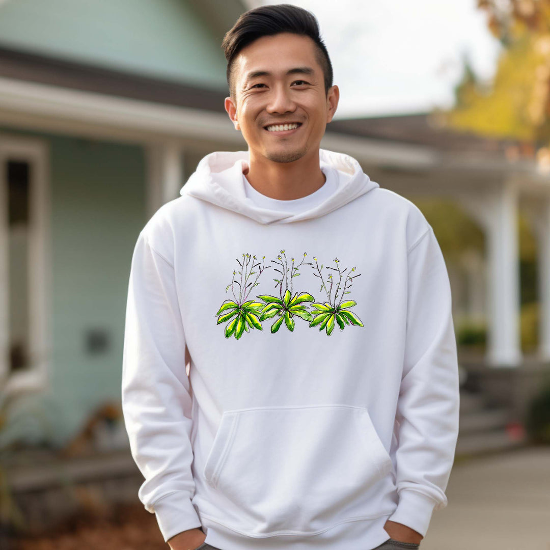 arabidopsis thaliana watercolor design on white hoodie by ontogenie