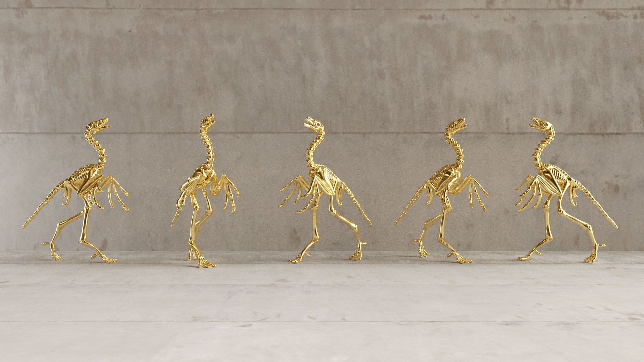 Archaeopteryx Pendant by Ontogenie Science Jewelry in 14K gold plated brass