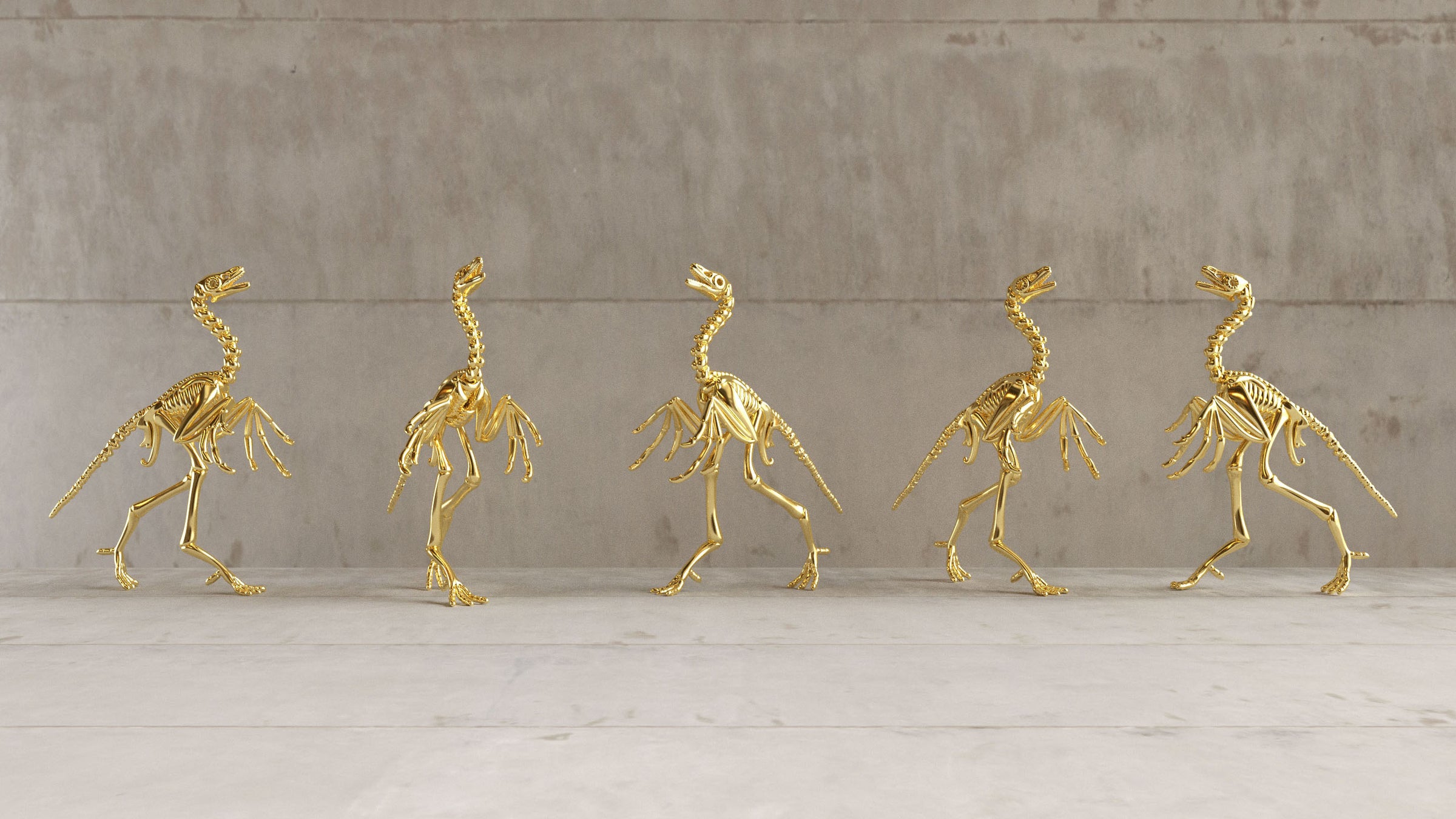 Archaeopteryx Pendant by Ontogenie Science Jewelry in 14K gold plated brass